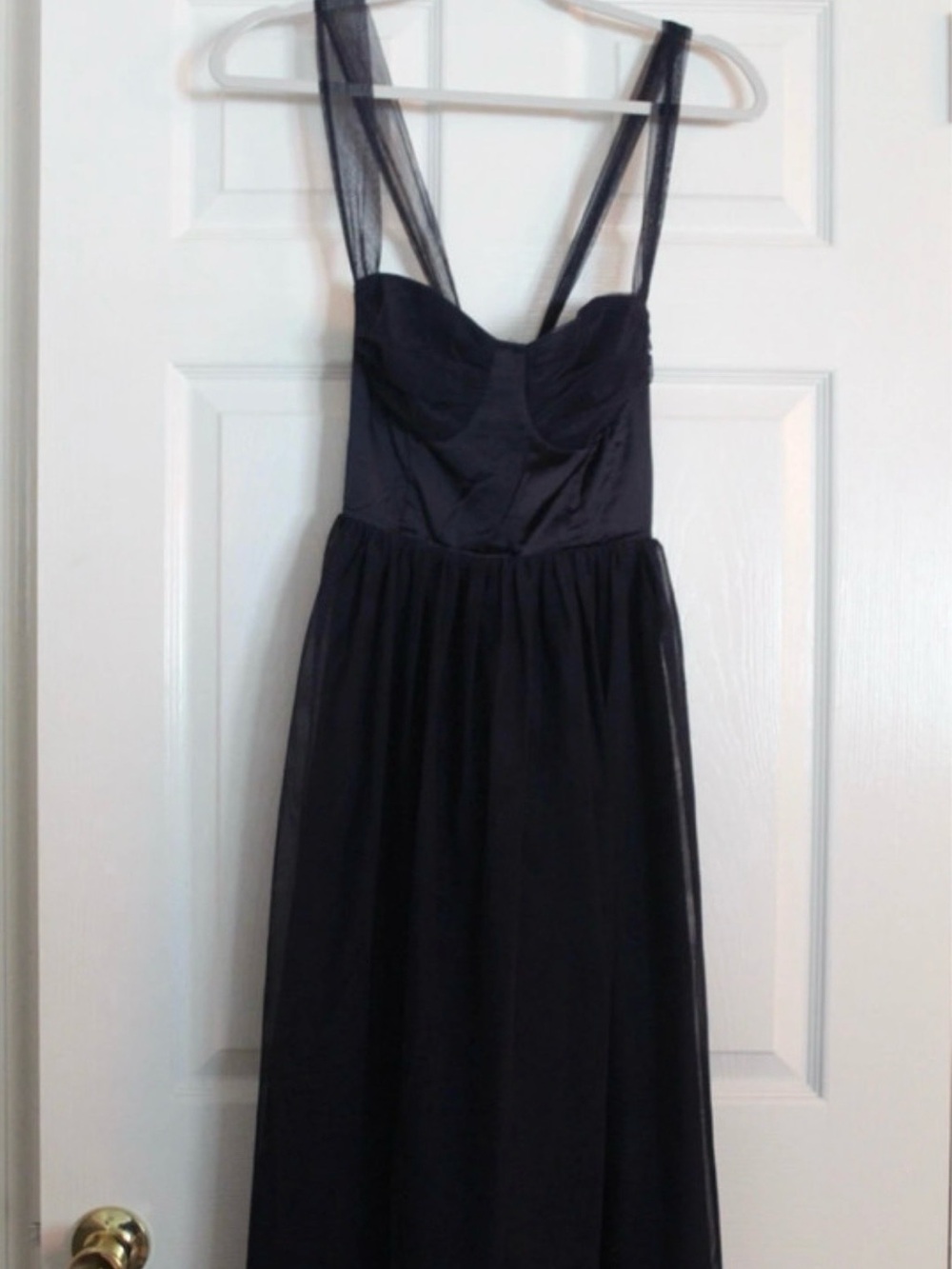 Lulu's Black Mesh Strap Maxi Dress